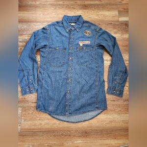 Wrangler Riggs Denim Work Shirt Men's M Blue Workwear NEW